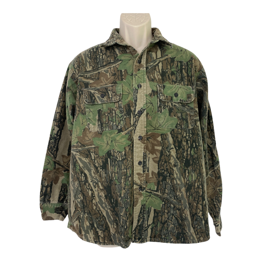 Winchester Rebark Vintage Flannel Shirt Mens Large Camo Hunting Chamois Long Slv